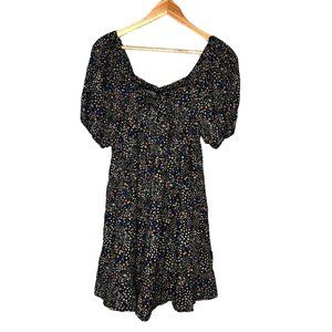 NWT Wild Fable dress womens Large boho square neck short sleeves floral